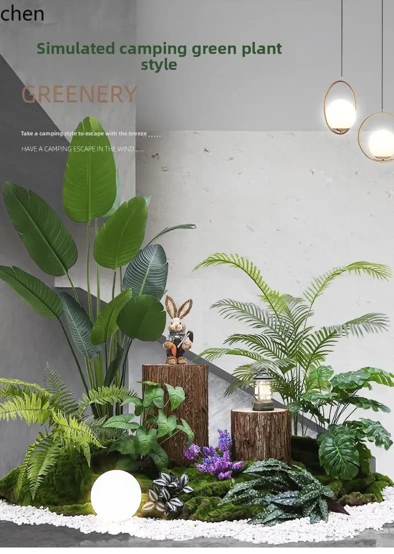 Camping Series Artificial Green Plant Landscape Combination Living Room Indoor Large Potted Plant Window Decoration
