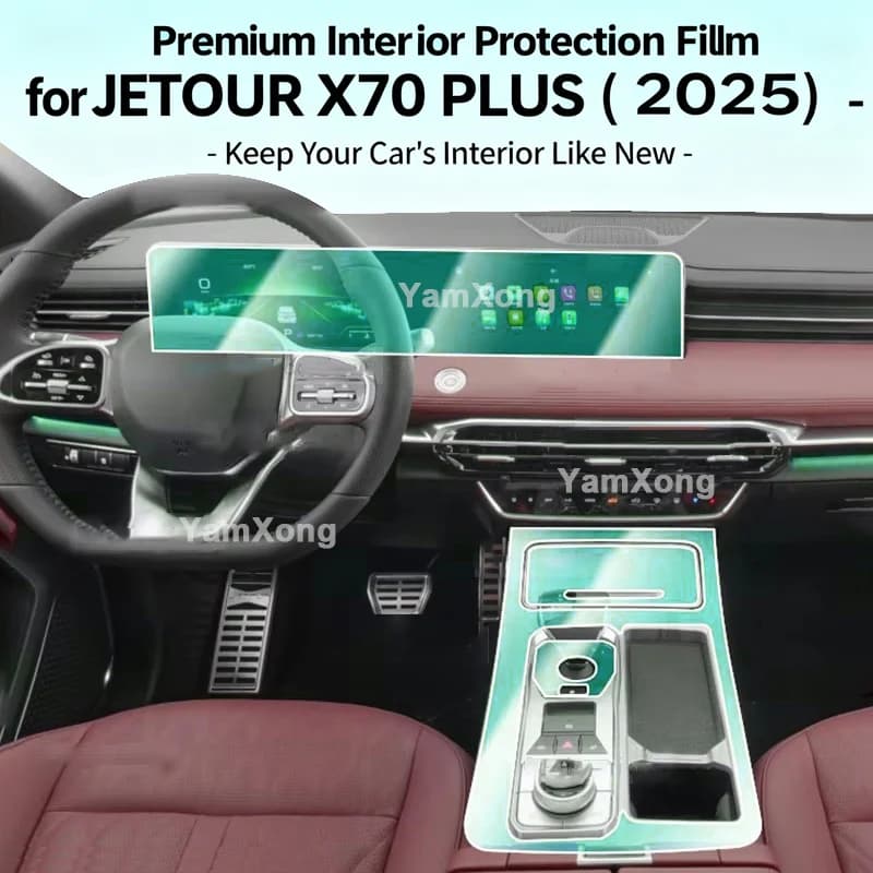 Car Interior Protective Film Kit For JETOUR X70 PLUS (2025) HD Anti-Scratch Sticker for Touch Screen Dashboard Panel