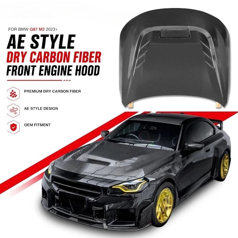 Dry Carbon Fiber AE Style Hood Bonnet for M2 G87 2 Series G42 M240i 230i Coupe 2022+