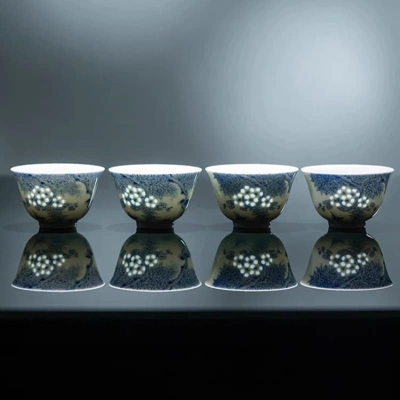 Ceramic blue and white exquisite porcelain happy eyebrow tea set high-end gift box