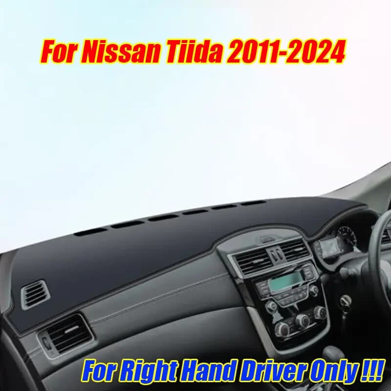 RHD Leather Dashboard Cover Dash Protector Pad Mat For Nissan Tiida 2011-2024