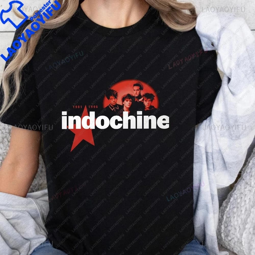 Rock Band Indochin Top Printed T-shirt Top Trend Harajuku Short Sleeve Men's and Women's Universal Shirt Pattern Large T-shirt