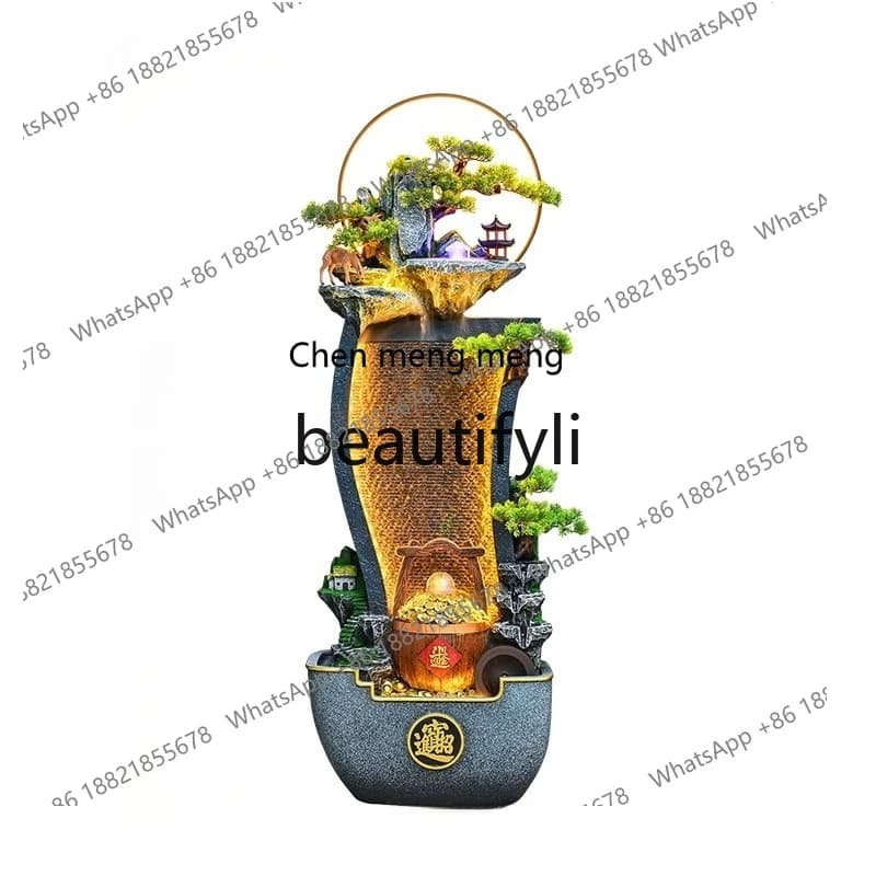fish tank mountain and flowing water ornament, living room office fountain water landscape floor decoration gift