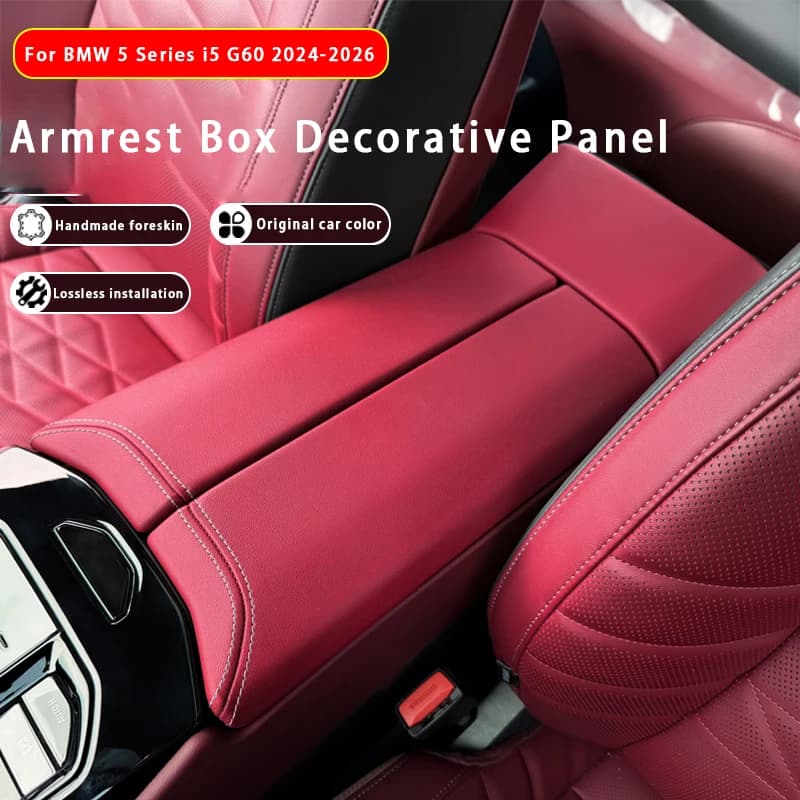 For BMW 5 Series i5 G60 2024-2026 Leather Car Central Control Armrest Box Pad Protective Panel Cover Interior Accessories