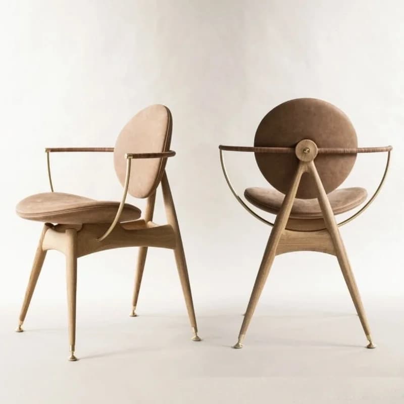 #Solid Wood Dining Chair Household SimpleModern Nordic Light Luxury Leather Upholstery Soft Padded Backrest for Hotel Restaurant