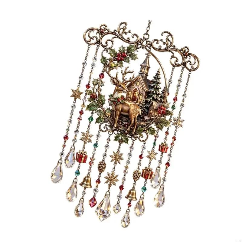 Entryway Hanging Acrylic Christmas Display with Drop Trim for Window Porch and Indoor Holiday Living Use Annual 55KF