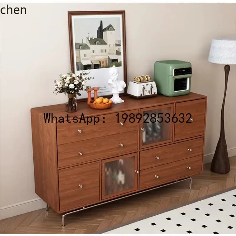 solid wood chest cabinet simple modern living room locker dining side cabinet retro storage cabinet
