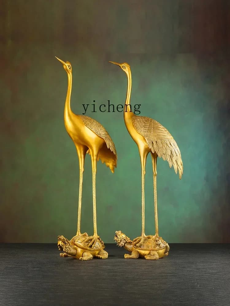 v7 Copper Crane Ornament Crane Red-crowned Crane Living Room Entrance Wine Cabinet Decoration Birthday Gifts