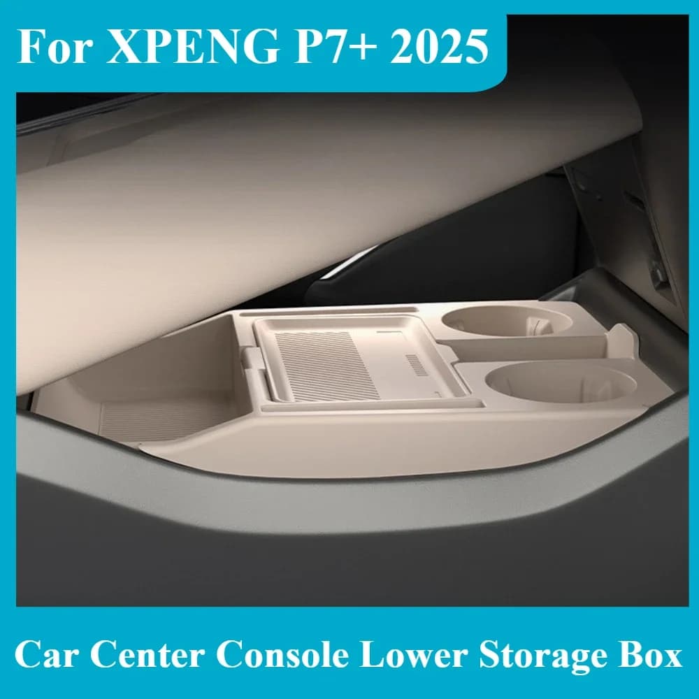 For XPENG P7+ 2025 Car Center Console Lower Storage Box Large Capacity Tidy Organizer Tray Car Interior Accessories