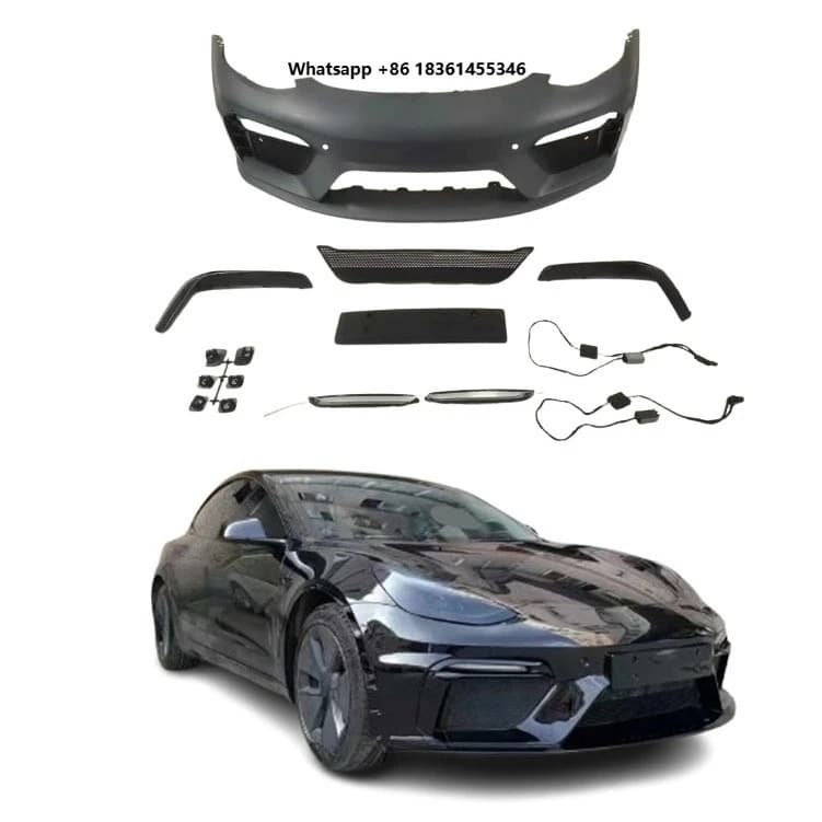 For GT4 Style Front Bumper Grille Daytime Running Lights Perfect Fit for Model 3 Upgrade Body Kits for New High Quality