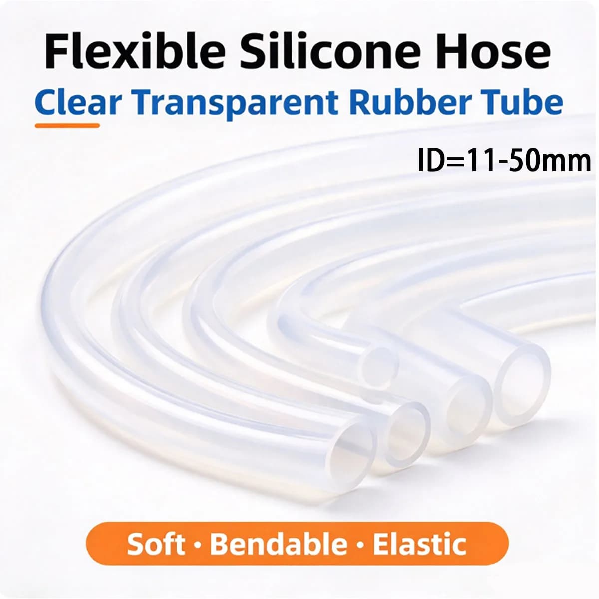 1M Food Grade Silicone Tube ID 11-50mm High Transparent Silicone Hose Flexible Water Delivery Pipe for Beverage Liquid Transfer