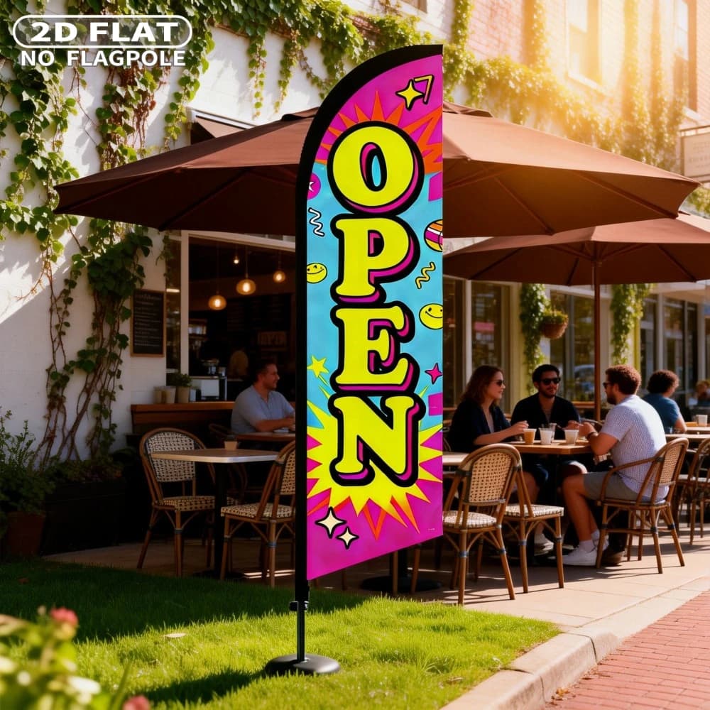 1pc custom Open for Business Feather Flag 50x180cm (pole Not Included), Street Stall Business Sign Flag, Single-sided Fabric.