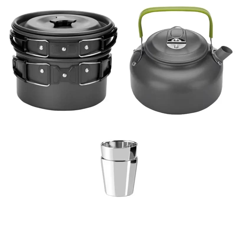 Aluminum cookware set Stainless steel cover 2.0-3 liter outdoor camping portable kettle