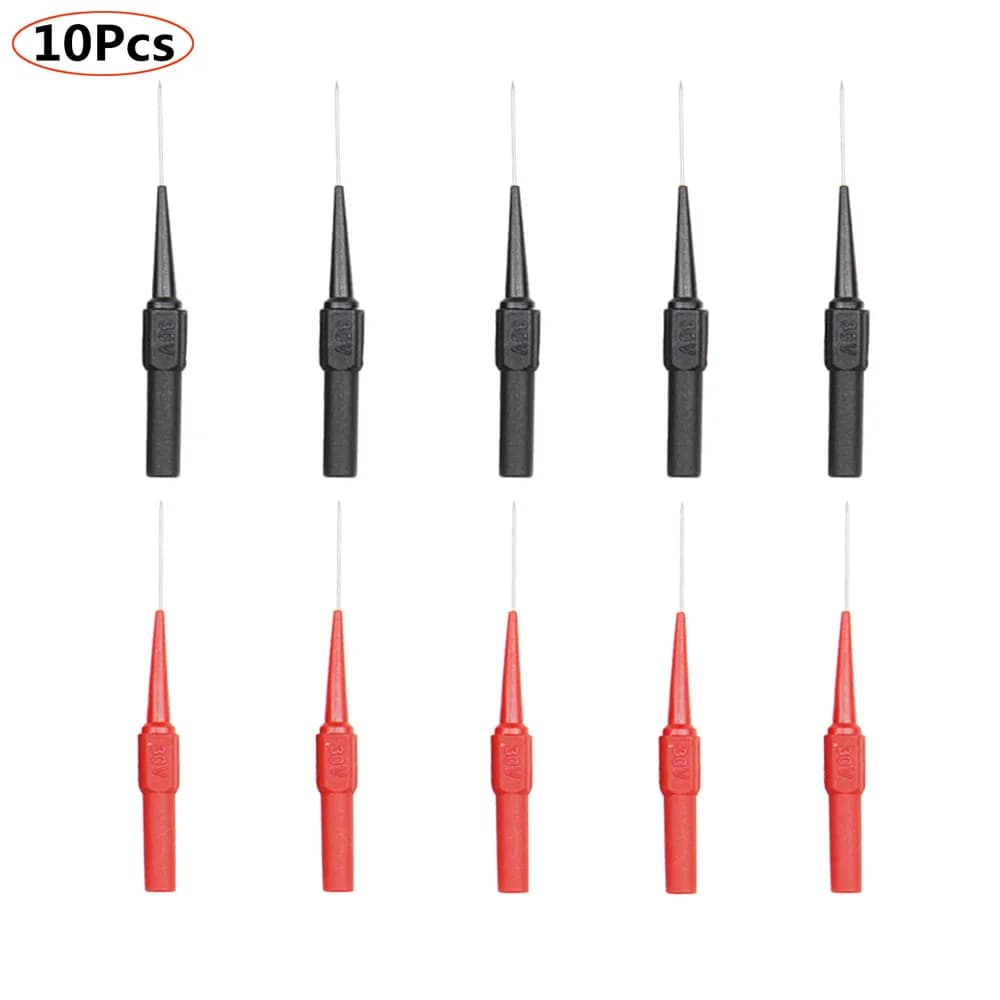 10pc 1 mm Test Probe Needle Multimeter Stainless Puncture Back Probe Pin 30V Oscilloscope Test Pen with 4mm Banana Socket