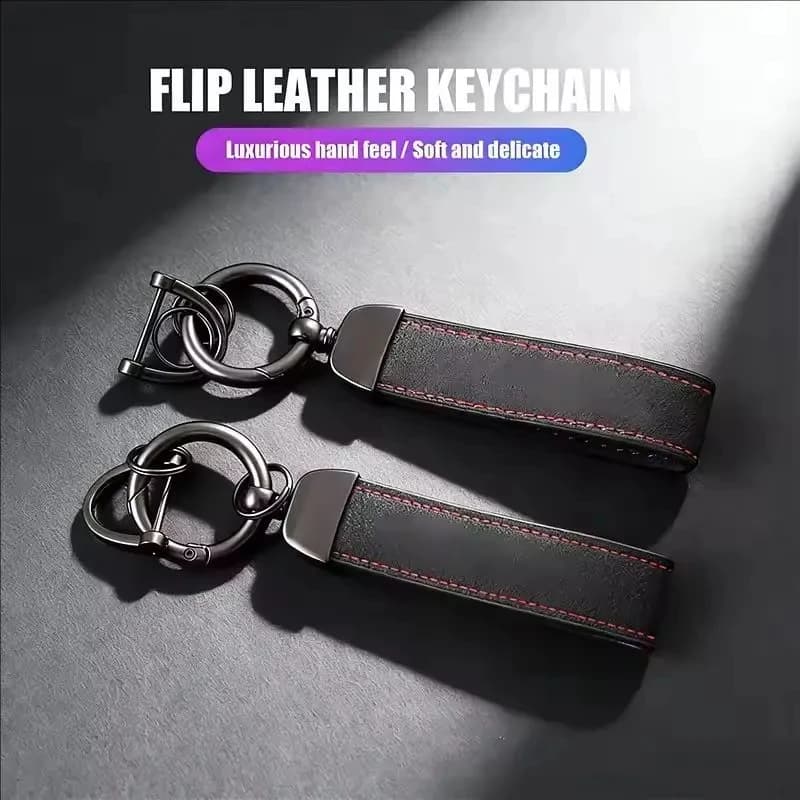 Suede Metal Leather Car Keychain, Key Ring Holder Auto Interior Accessory