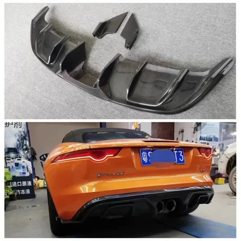 For Jaguar F TYPE 2013-2019 Real Carbon Fiber Rear Bumper Diffuser Spoiler Full body Kit Auto Modification Parts