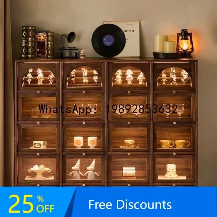 YFY Black Walnut Sixteen-Drawer Cabinet  Cabinet Solid Wood Vintage Living Room Display Cabinet Antique Chest of Drawers