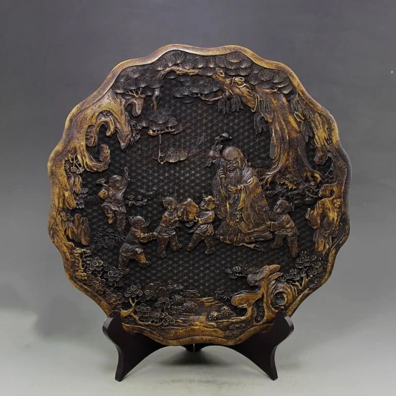 Vintage Home Decor Antique Jade Artifacts Handmade Carving Decorative Plates Creative Gifts