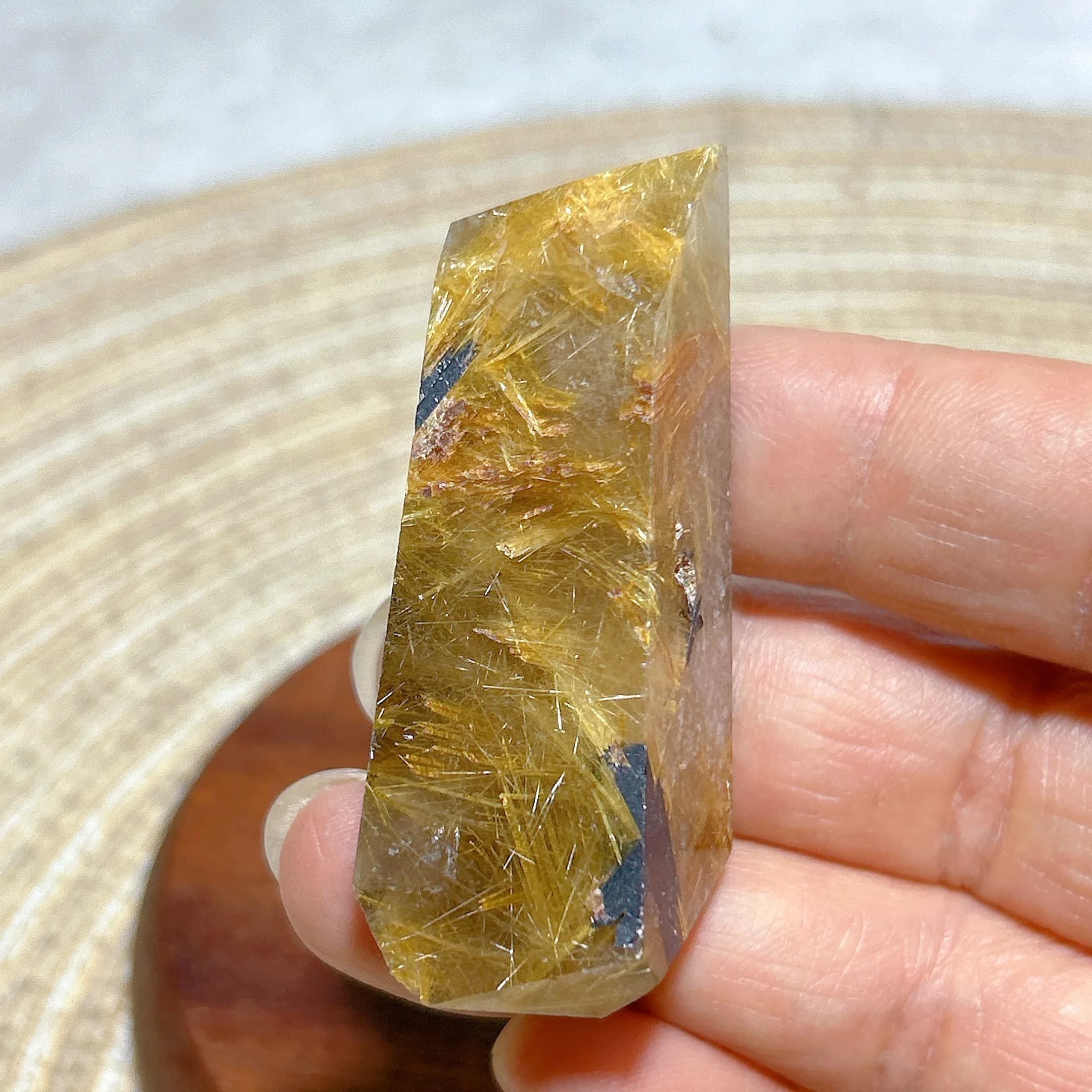 Natural Crystal Brazil Golden Rutile Free Form Polished Gemstone Healing High Quality Mineral Energy Reiki Home Decorations Gift