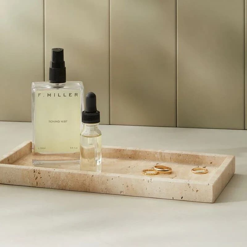 Decorative Travertine Tray for Bathroom Vanity Kitchen Table Vintage Tray for Jewelry Cosmetics Perfume Trinket Roon Decoration