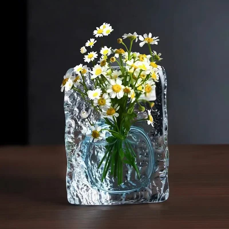 Crystal Glass Vase Japanese Handmade Desktop Office Flower Arrangement Hydroponic Small Vase Living Room Desktop Decoration