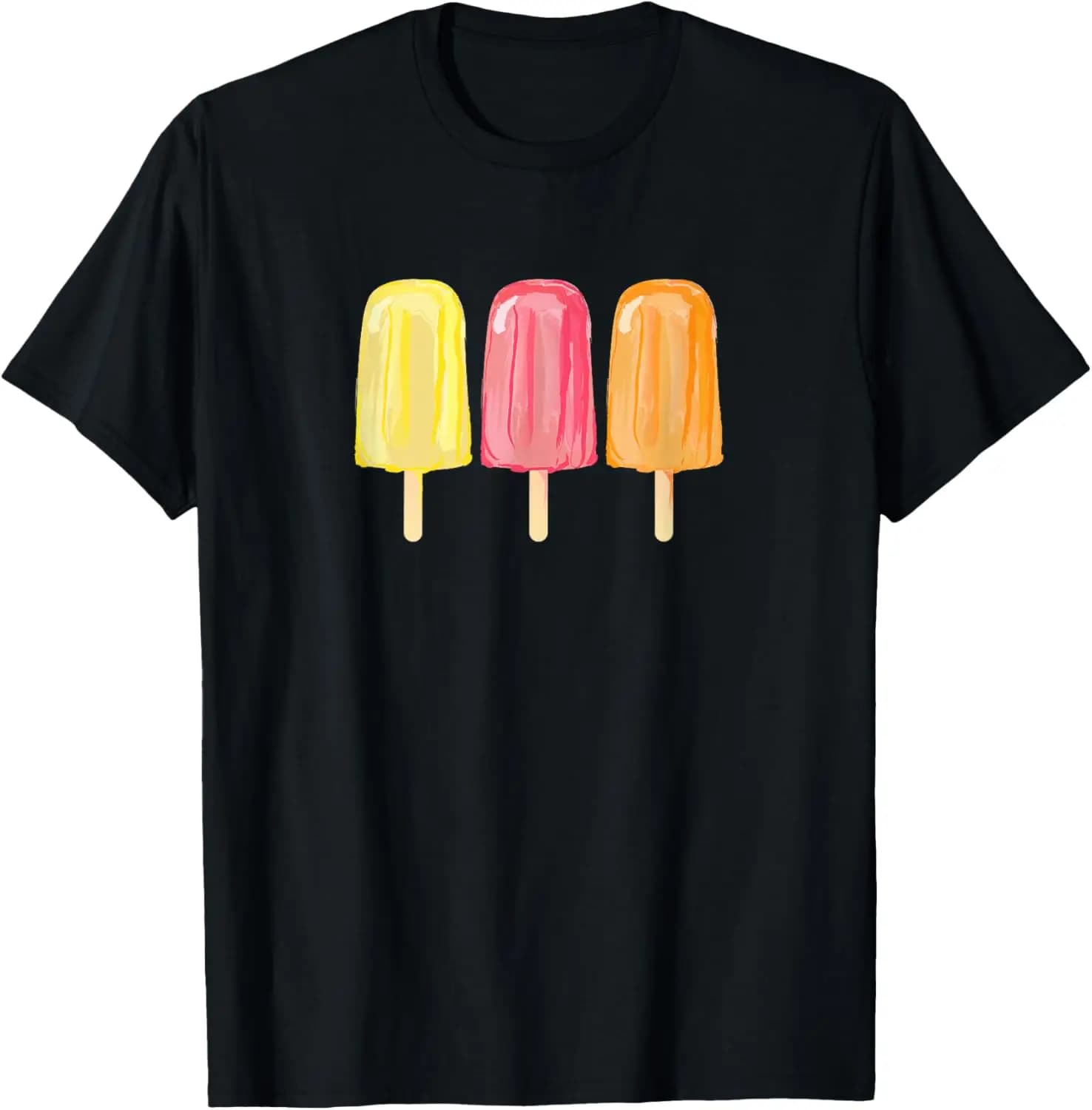 Colourful Summer Ice Lolly Ice Cream Fan T-Shirt High-quality Short-sleeved Shirt for Unisex