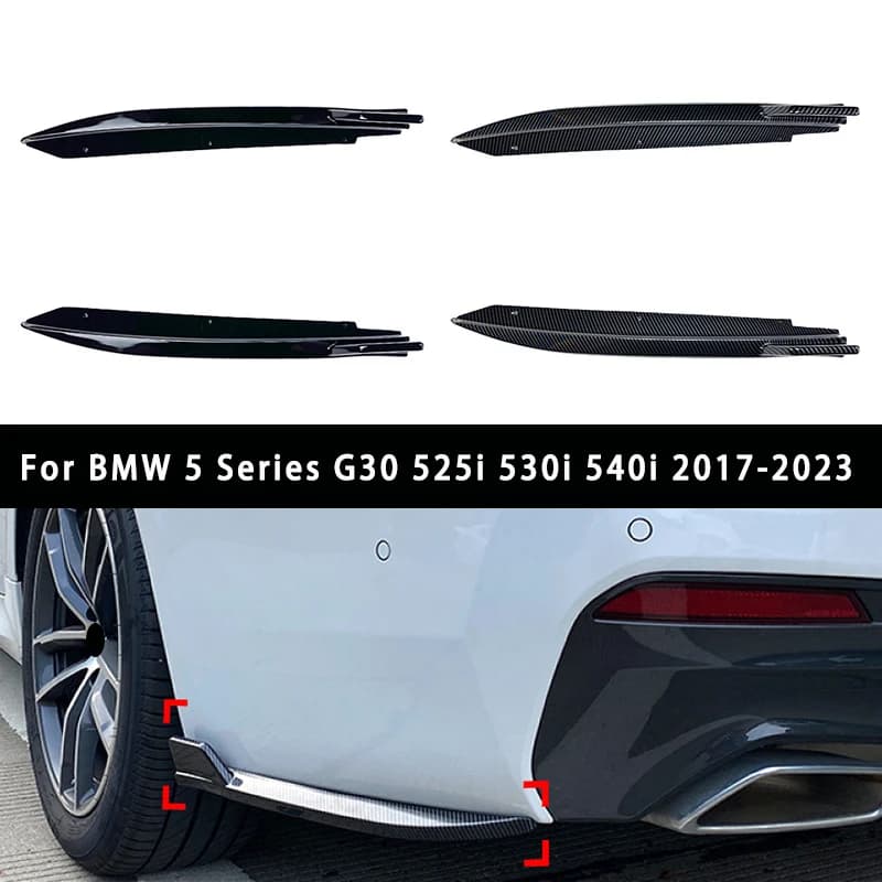 For BMW 5 Series G30 525i 530i 540i 2017-2023 Rear Bumper Splitter Canards Lip Spoiler Diffuser Side Trim Cover Car Body Kit