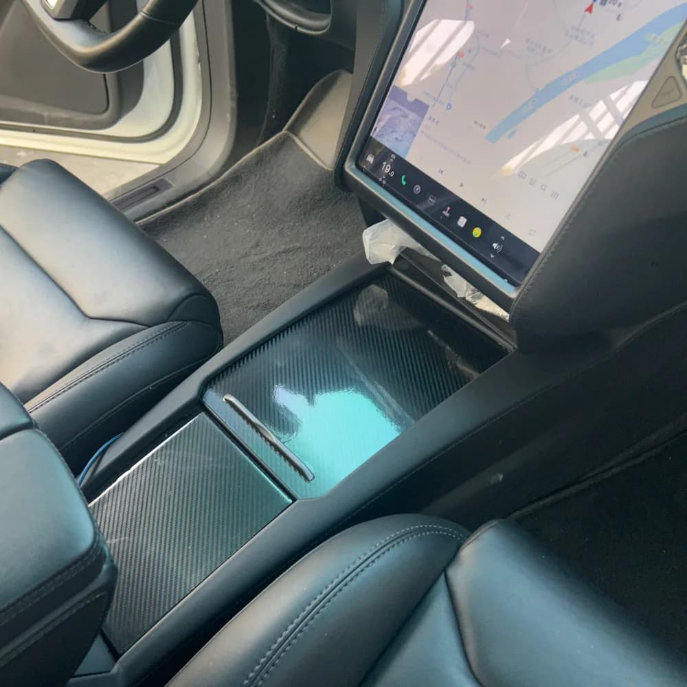 For Tesla Model X 2016-2020 Interior Central Control Panel Door Handle Carbon Fiber Stickers Decals Car Styling Accessorie