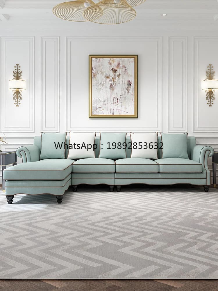 Country European Style Small Apartment Solid Wood Furniture Straight Row Four-Seat
