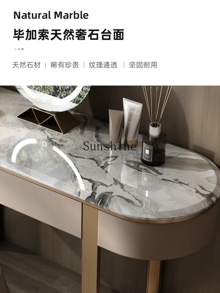 Italian marble bedroom modern small apartment high-end minimalist integrated makeup tableYY