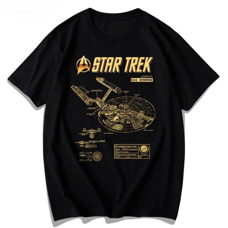 Vintage Space Exploration Starship T-Shirt Men Women Sci-Fi Galactic Graphic Tee Pure Cotton Short Sleeve Summer Streetwear