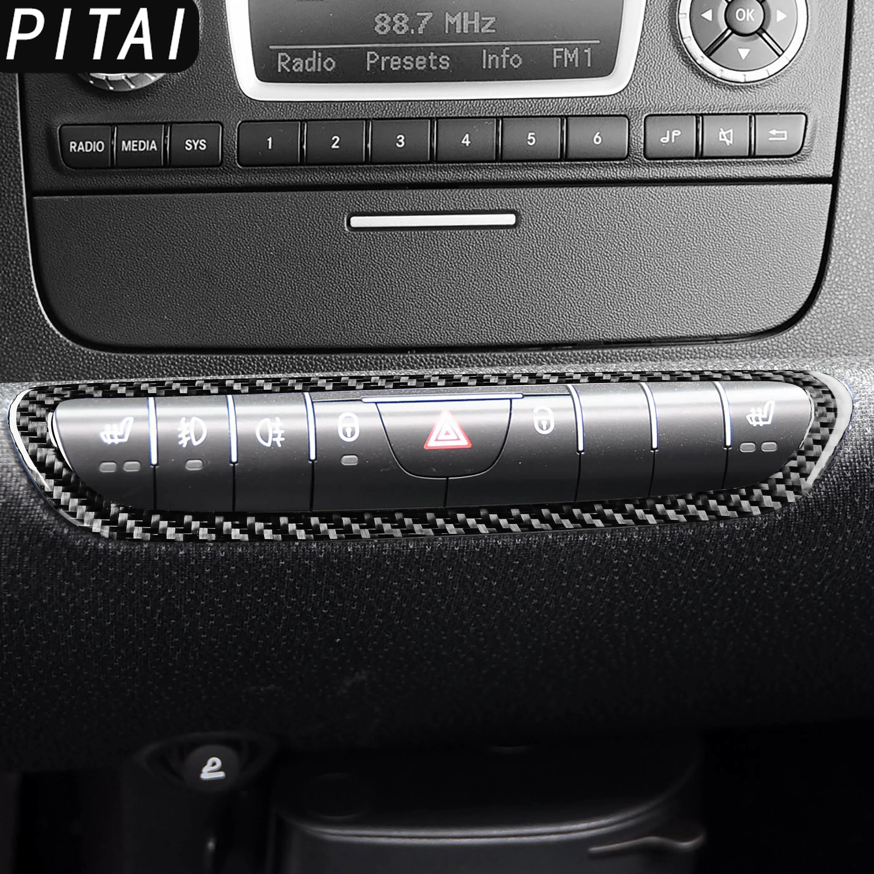 For Benz Smart Fortwo 451 Coupe 2011-2015 Carbon Fiber Seat Heating Button Frame Panel Car Interior Accessories Trim Sticker