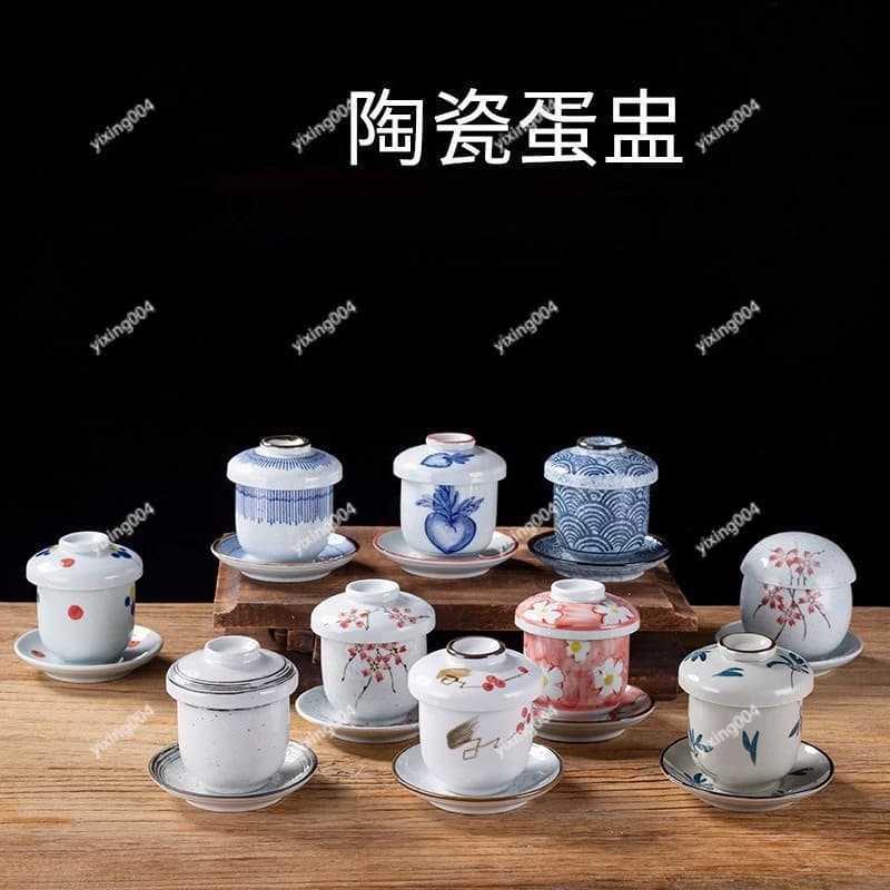 High Temperature Ceramic Steaming Bowl With Lid Color Tableware For Dessert And Home Cooking