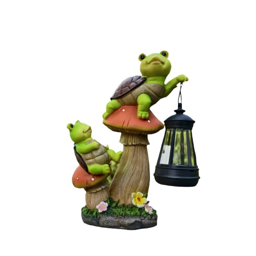 *qa Outdoor Solar Animal Statue Tortoise Frog Resin Ornament Garden Yard Decor#