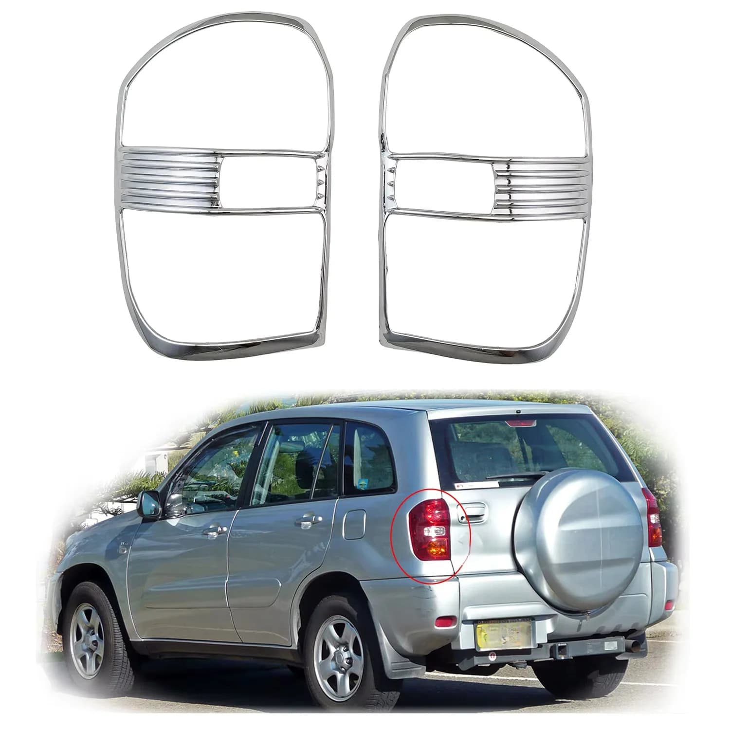 Car Upgrade Decoration Accessories Plated Tail Lamp Cover Trim Paste Style For Toyota RAV4 RAV 4  4WD 2001 2002 2003 2004