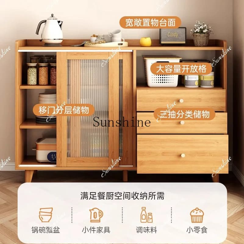 Japanese-style dining side integrated living room against the wall, kitchen storage, storage cabinet simple and modernP