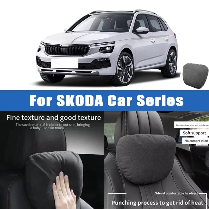 Top Quality Car Headrest Neck Support Seat Soft Neck Pillow Breathable For Skoda Octavia Fabia Rapid Superb Kodiaq Karoq Kamiq