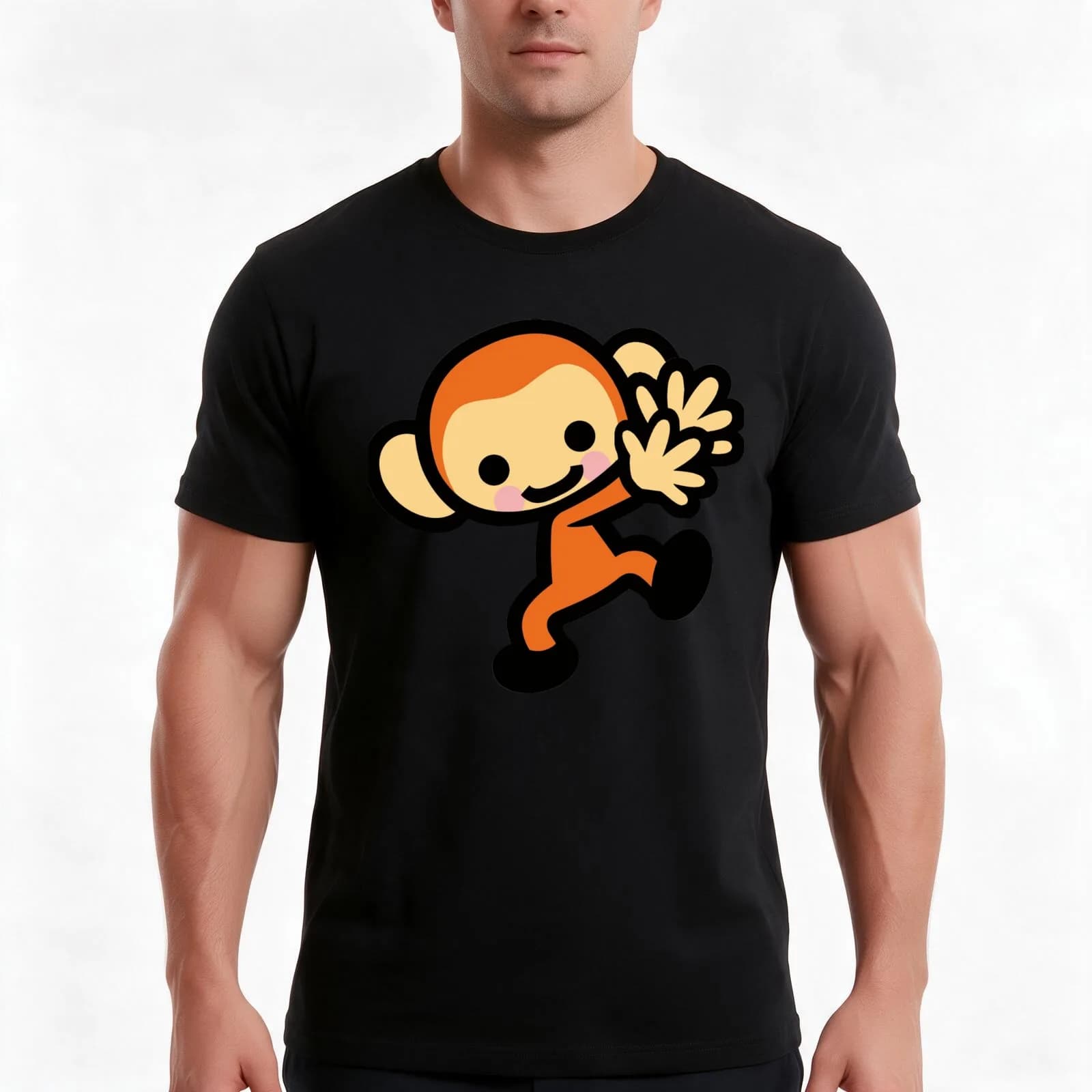 Rhythm Heaven Monkey T-Shirt, Summer Casual Cotton Tee, Oversized Streetwear Tops, Vintage Graphic Print, Loose Fit Short Sleeve