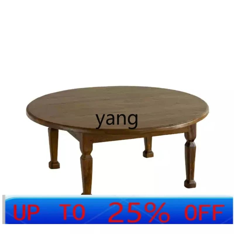 LH coffee table wabi sabi medieval retro style all solid wood round designer living room tea table