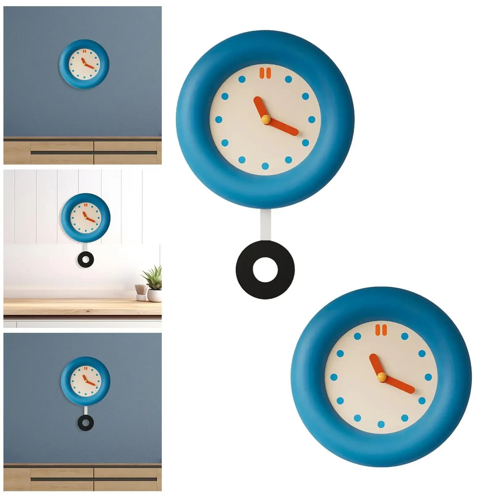 Round Wall Clock Decorative Clock Dining Room Silent Hanging Clock Analog Clock for Kitchen Dorm Contemporary Living Room Hotel