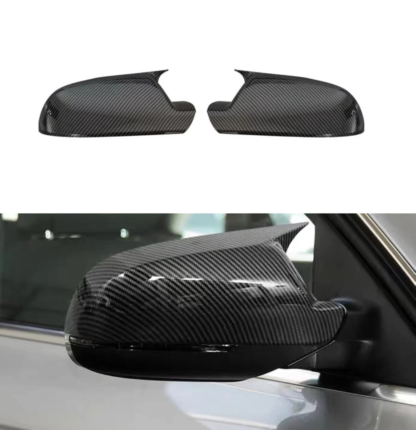 Car Rearview Side Mirror Cover Fit For Audi A3 8P A4 A5 S5 RS3 RS4 RS5  Cap Exterior Door Rear View Case Trim Carbon Fiber Look