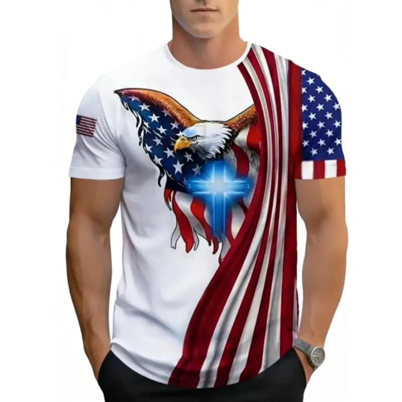 Men's Eagle Print T-shirt Casual Short Sleeve Crew Neck Tee Men's Clothing For Outdoor Sportswear Short Sleeve Mens T-shirts top