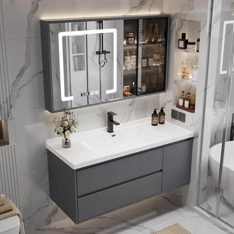 European Vertical Bathroom Cabinet Recessed Modern Luxury Corner Bathroom Cabinet Storage Drawers Armoire De Rangement Furniture