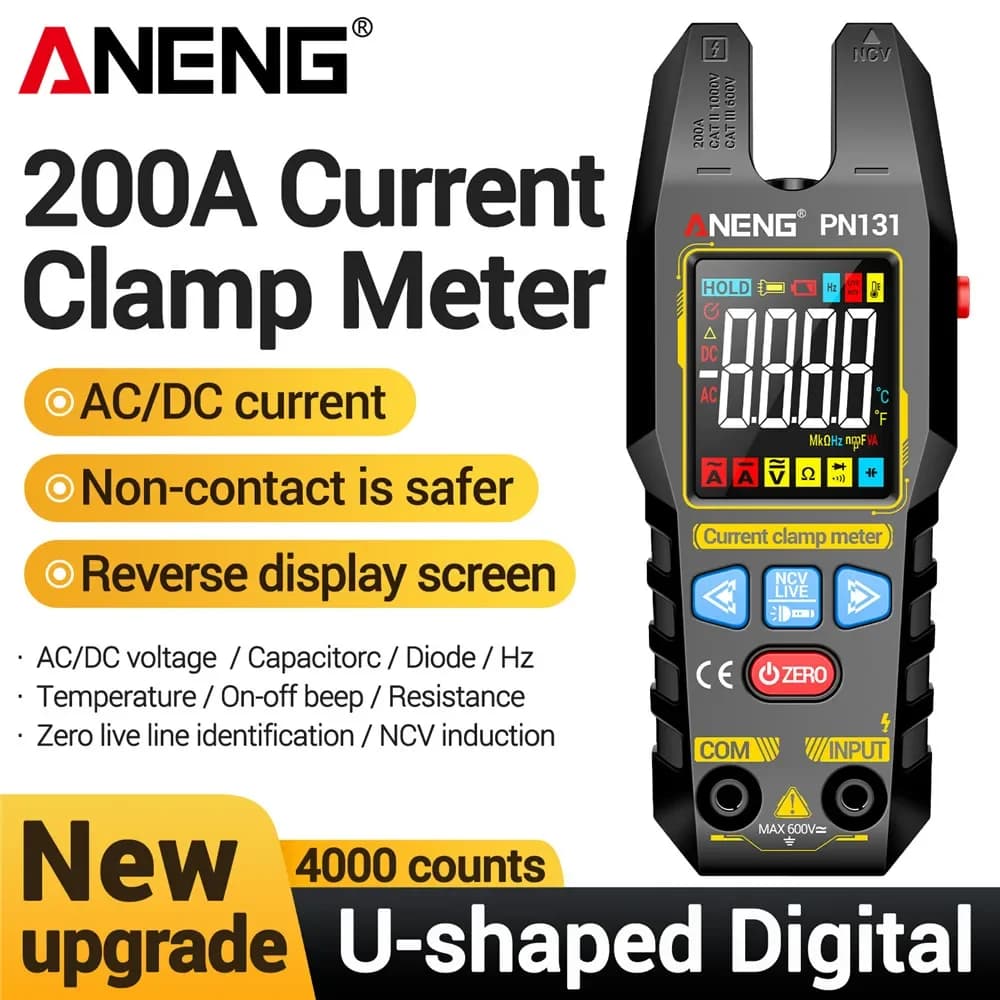 ANENG Mini Multimeter Clamp Meter Rechargeable Voltmeter Tester Portable Professional Tester PN131 AC DC Current Detection Tools