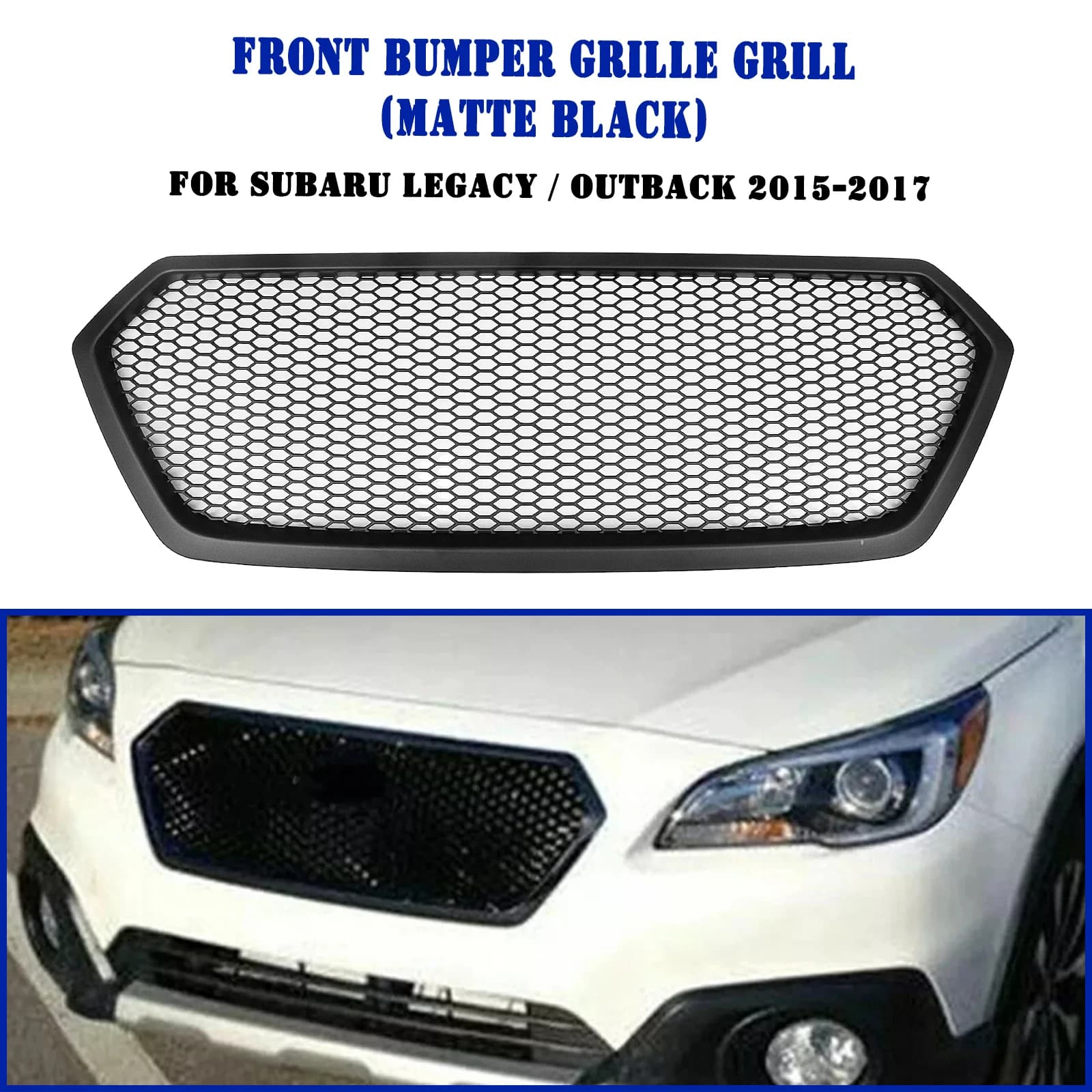 For Subaru Legacy Outback 2015-2017 Front Grille Racing Grill Upper Bumper Hood Mesh Grid