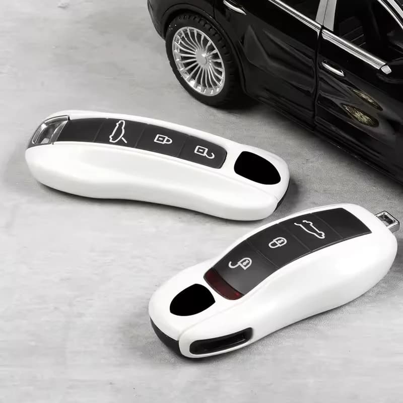 For Porsche Cayenne 92A 9YA Macan 95B Panamera 971 911 718 Boxster 982 Cayman Taycan 2014-2025 White Car Key Case Cover Shell