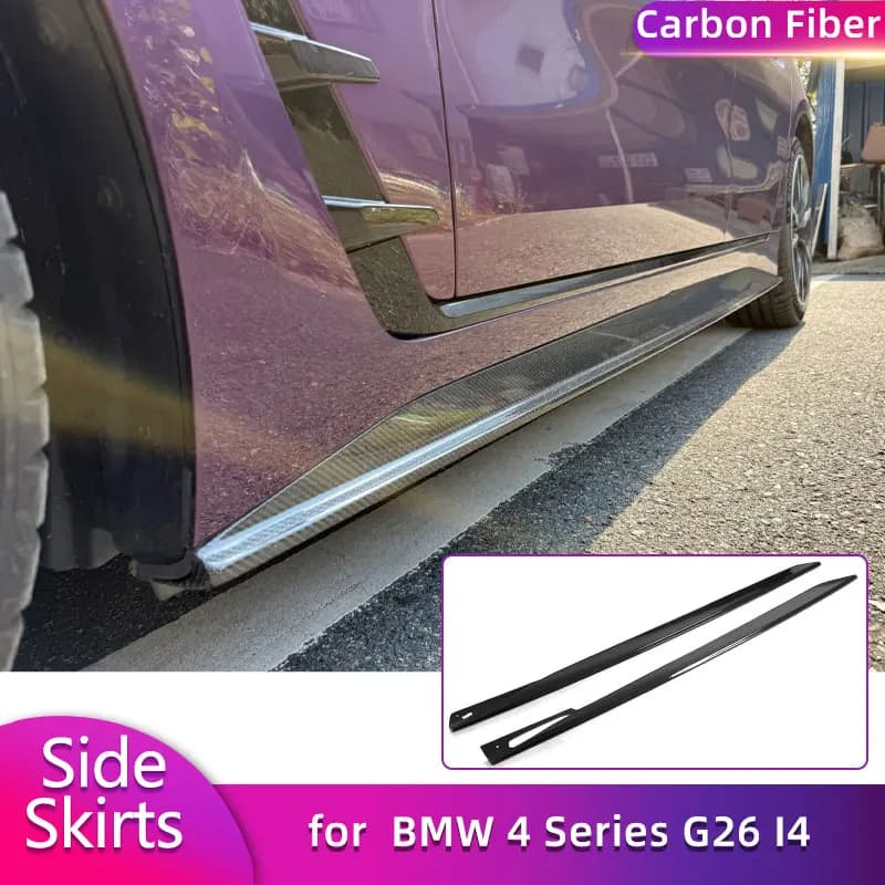 Carbon Fiber Car Side Skirts Extensions for BMW 4 Series I4 G26 M-Sport 440i Gran Coupe 2021-2024 Door Apron Lip Skirt Body Kit