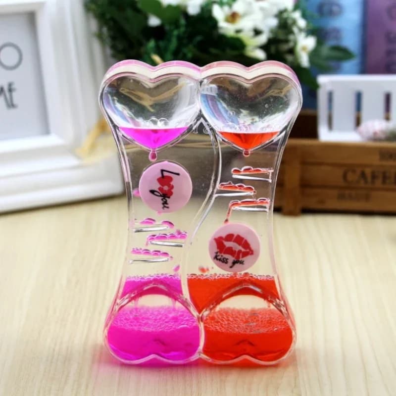 Conjoined Double Peach Heart Oil Leakage Timer Ornament, Creative Home Decor Children's Toys, Birthday Gifts Desk Decoration