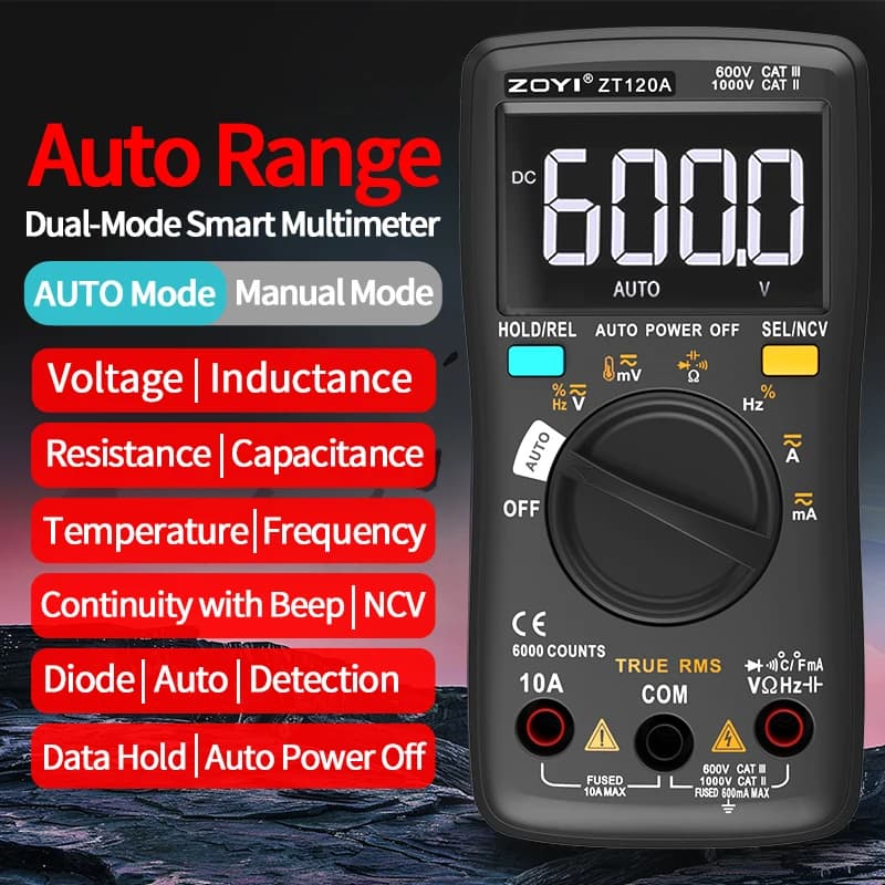 ZOYI Digital Multimeter ZT-100/101/102 /102A High Precision Auto Range True RMS AC DC Voltage Current Resistance Capacit