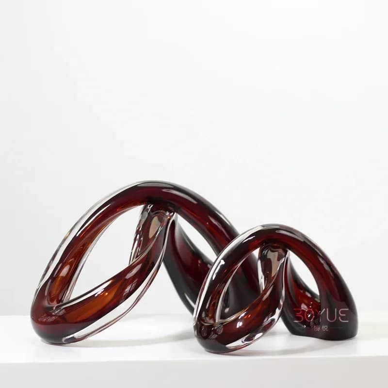 Glass Handicrafts Geometric Knot Hollowed-out Cross-wound Glass Sculpture Crossed Ring Home Decoration Accessories